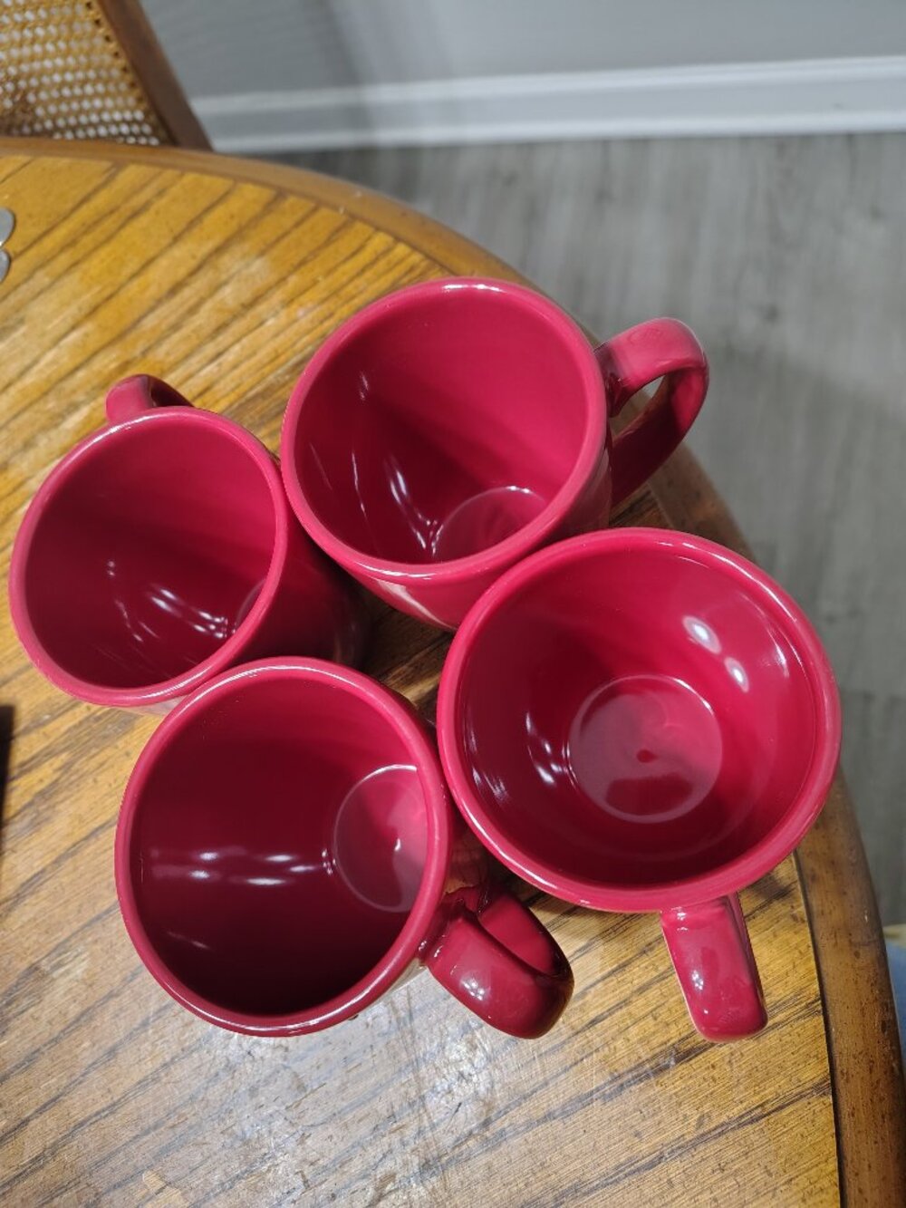 4 Set of Red Corelle Mugs